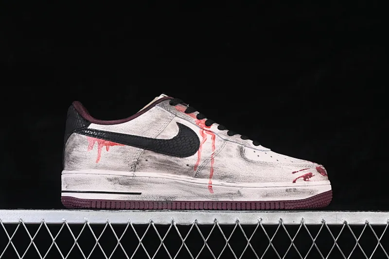 All categories Nk Air Force 1 Air Force series Nk Air Force 1 Low Air Force low-top Nike Air Force 1'07 Low Hand-painted graffiti Gothic bloodstains Air Force 1 low-top casual sneakers XL2132-888